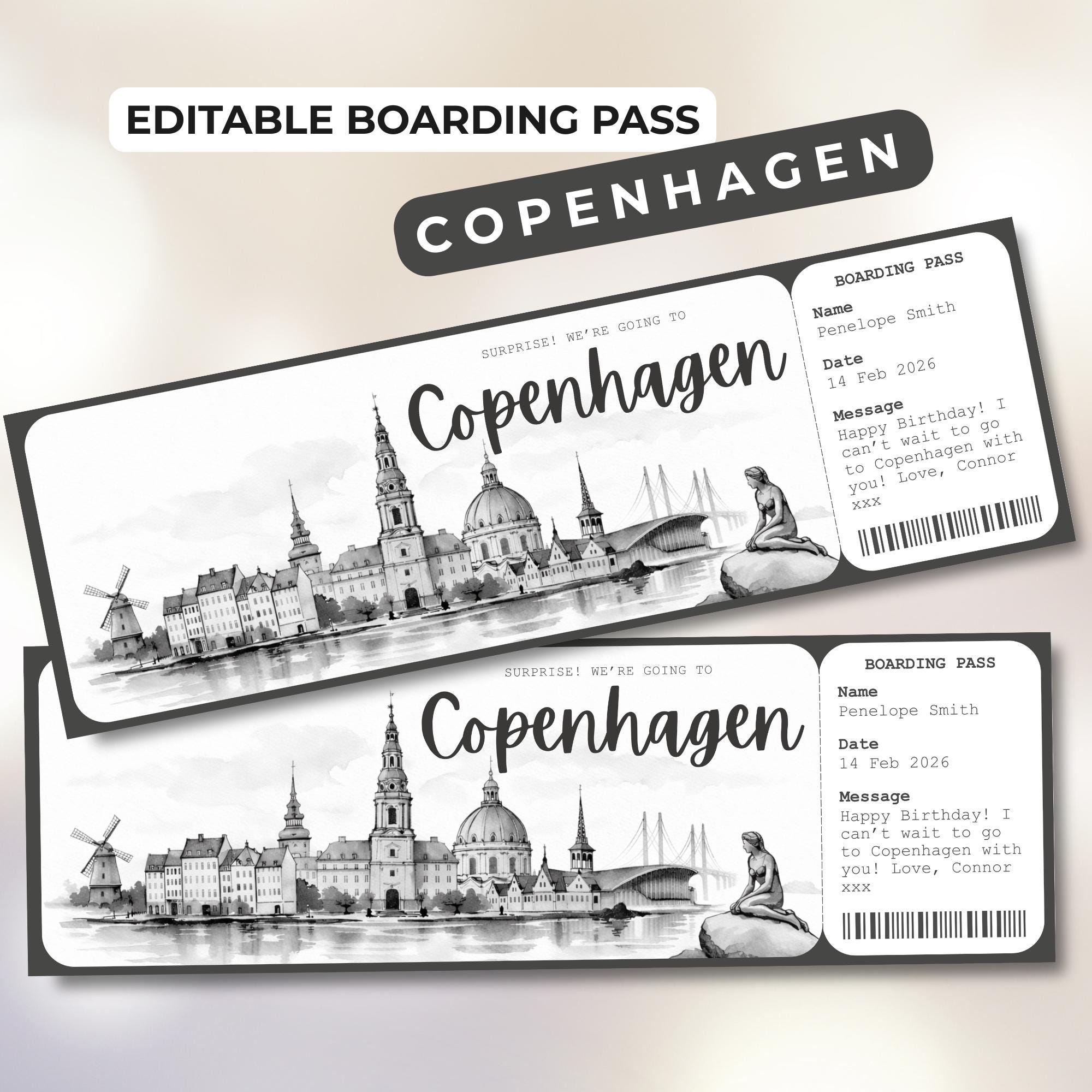 Copenhagen Boarding Pass Template