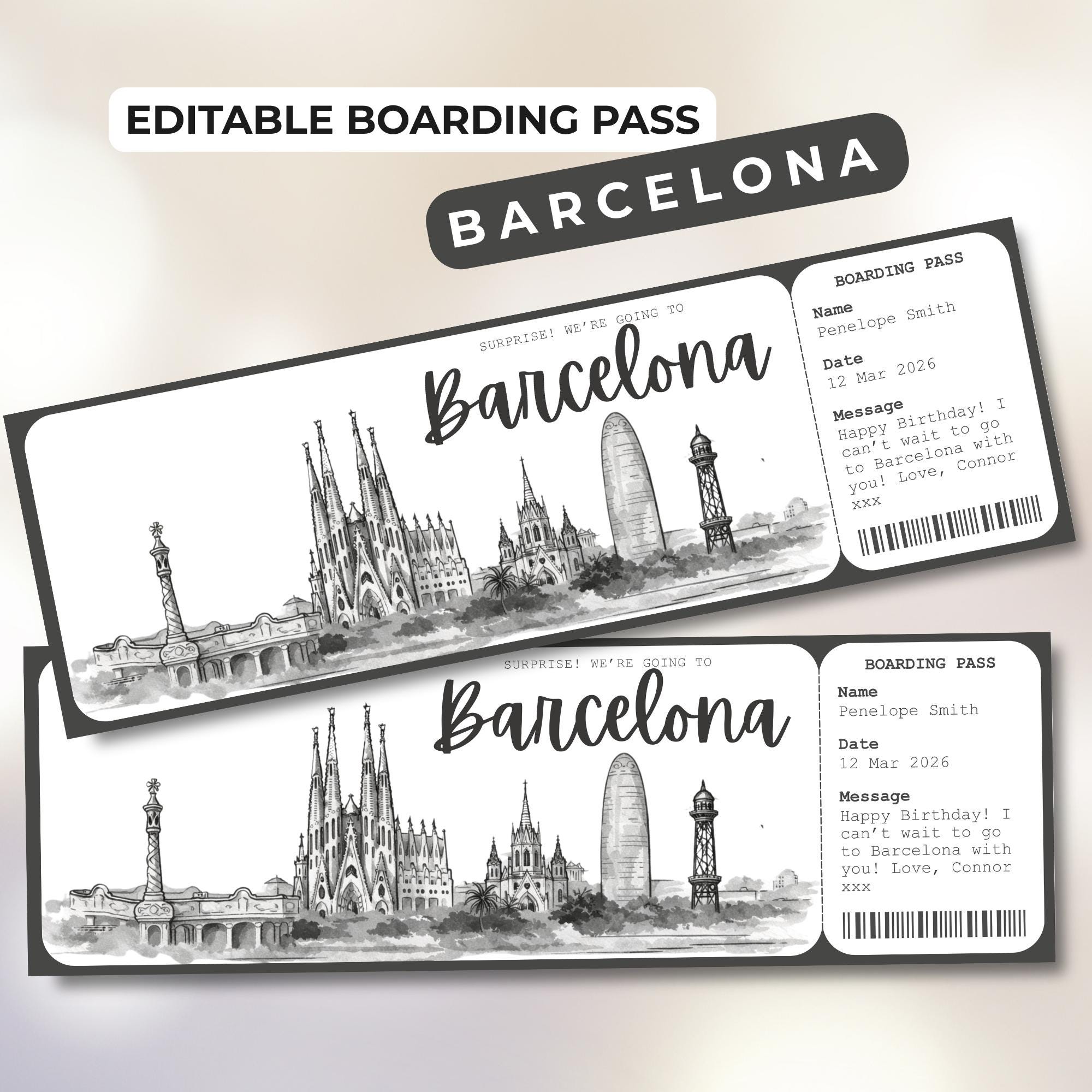 Barcelona Boarding Pass Template