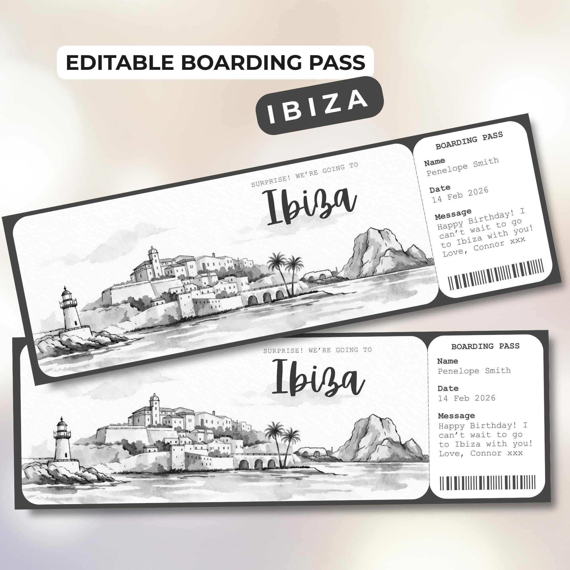 Ibiza Boarding Pass Template