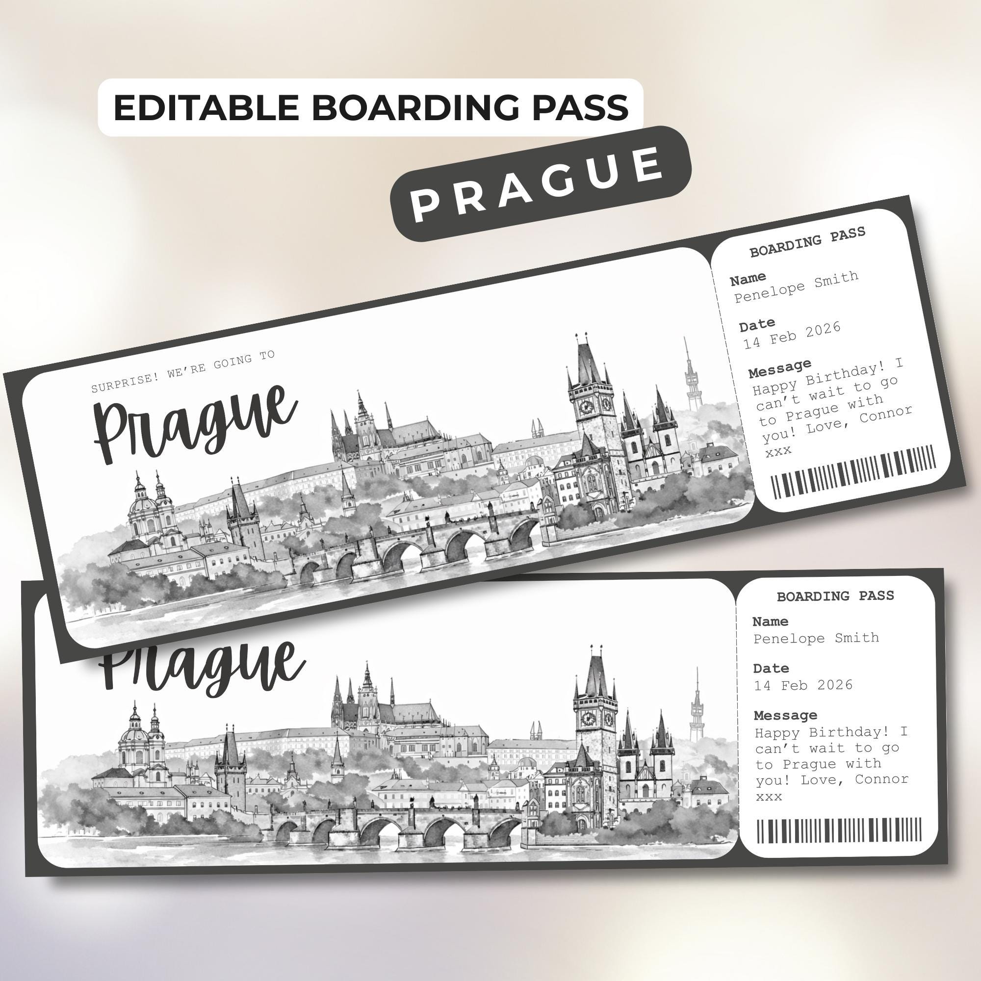 Prague Boarding Pass Template