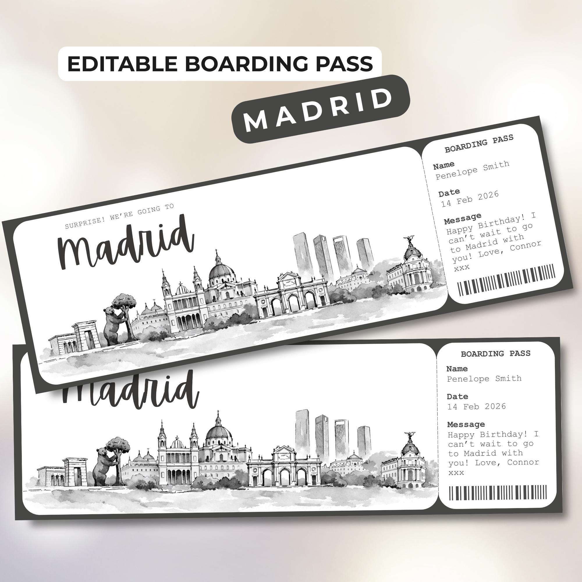 Madrid Boarding Pass Template