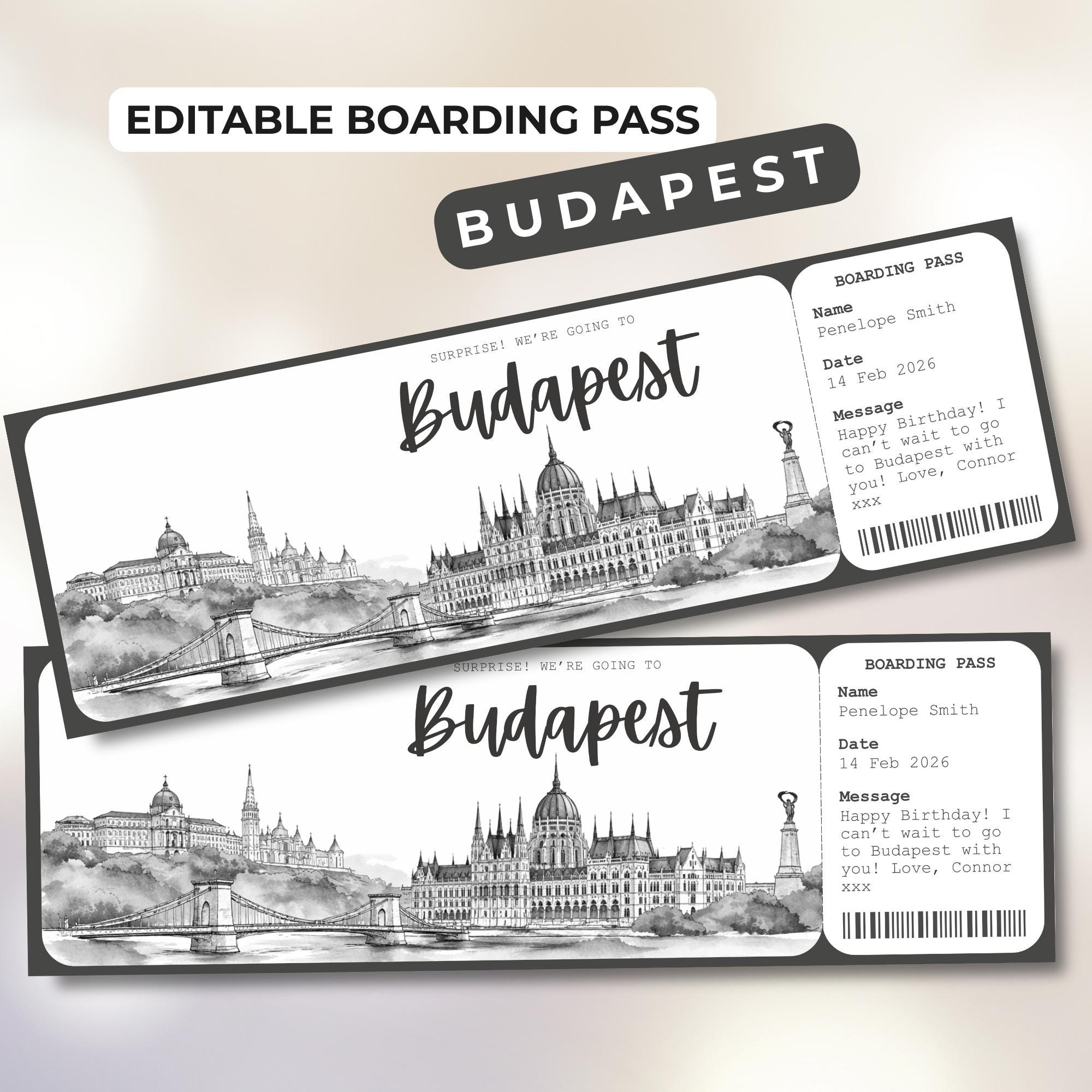 Budapest Boarding Pass Template
