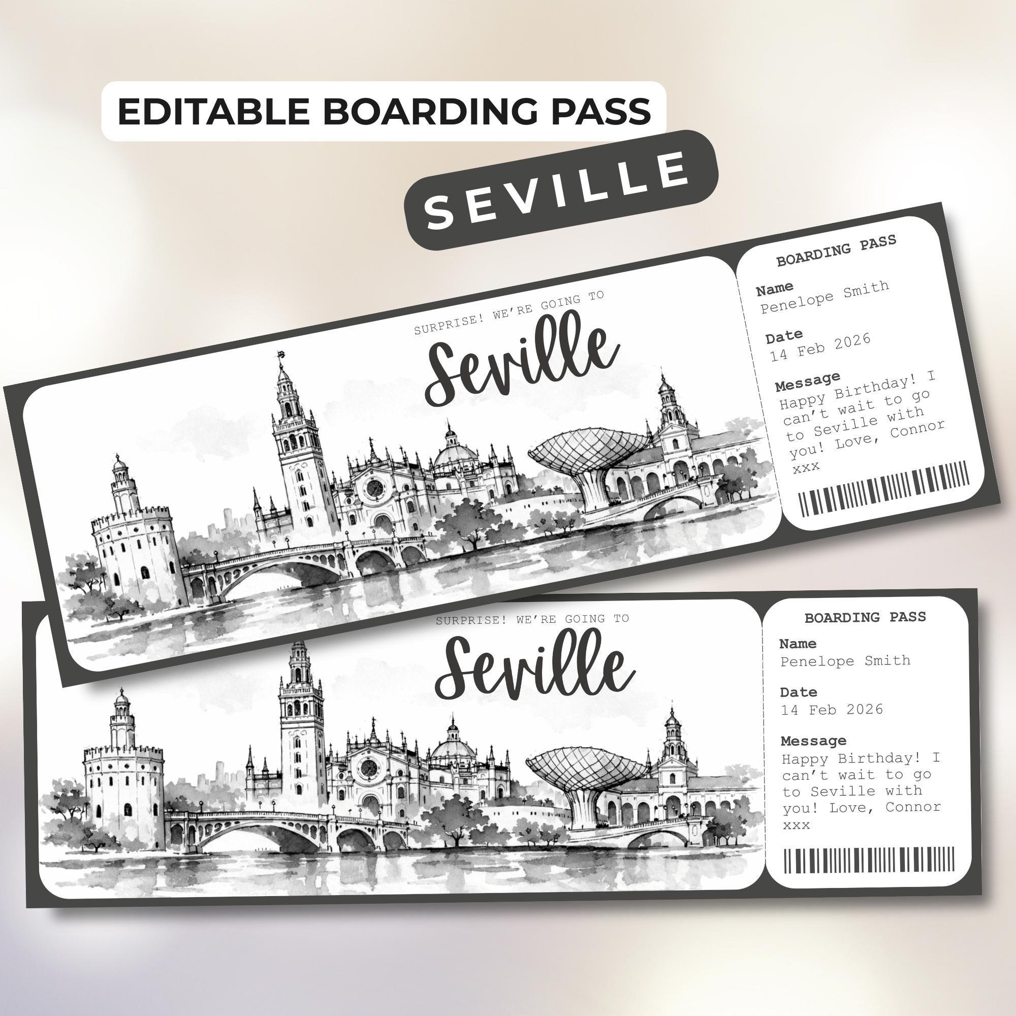 Seville Boarding Pass Template