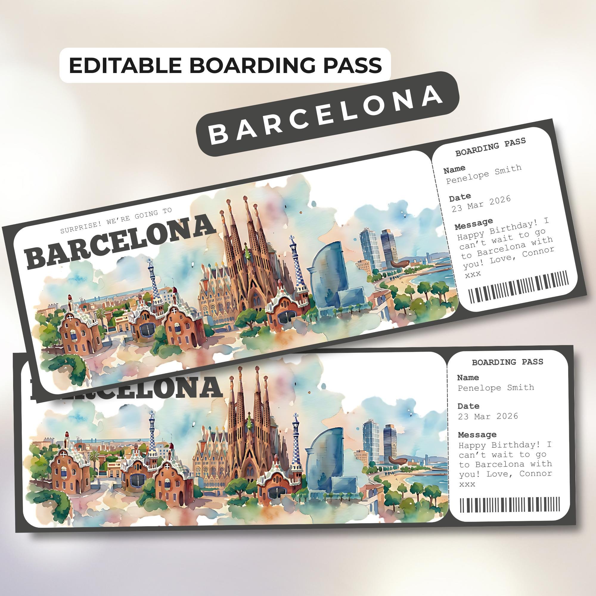 Barcelona Boarding Pass Template