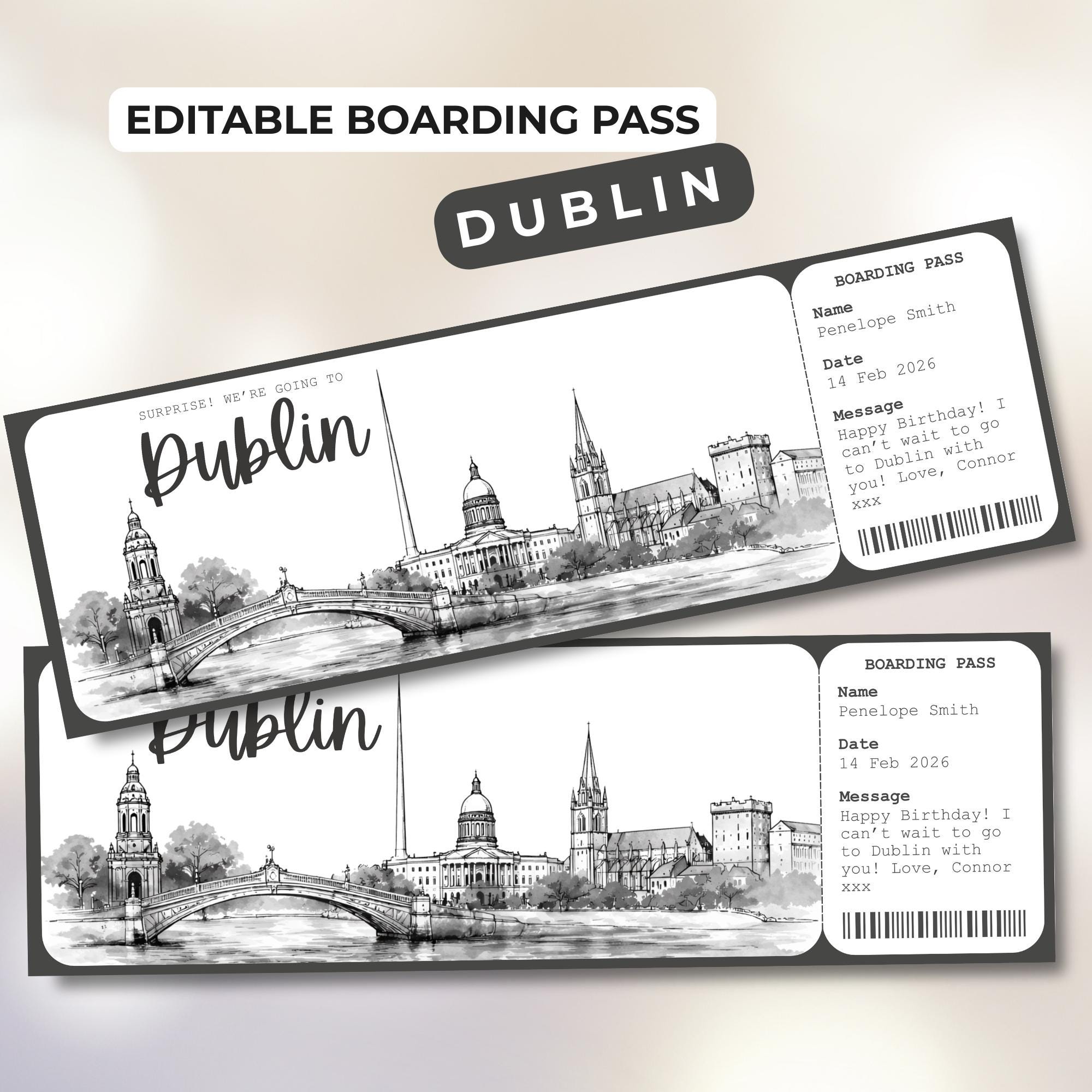 Dublin Boarding Pass Template