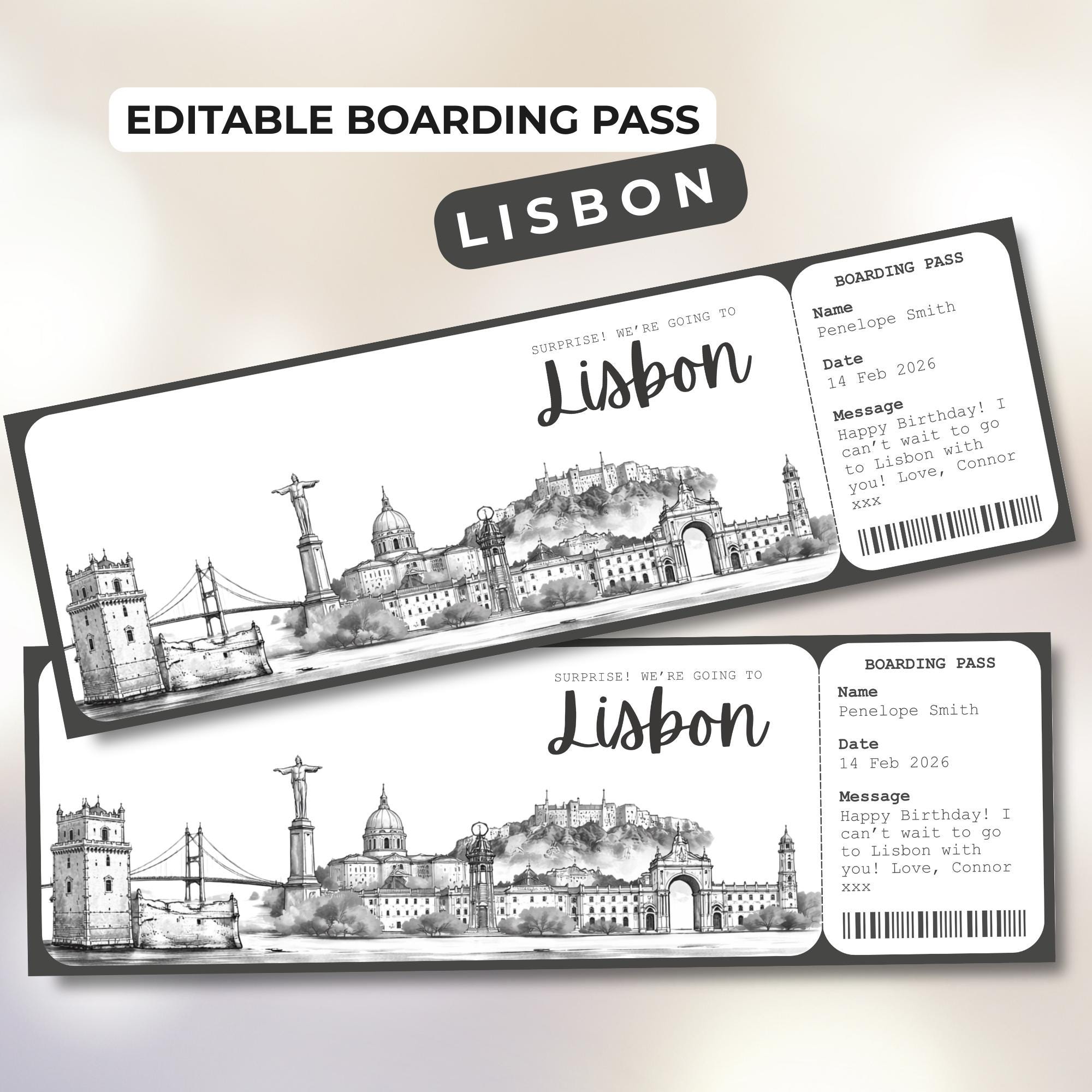 Lisbon Boarding Pass Template