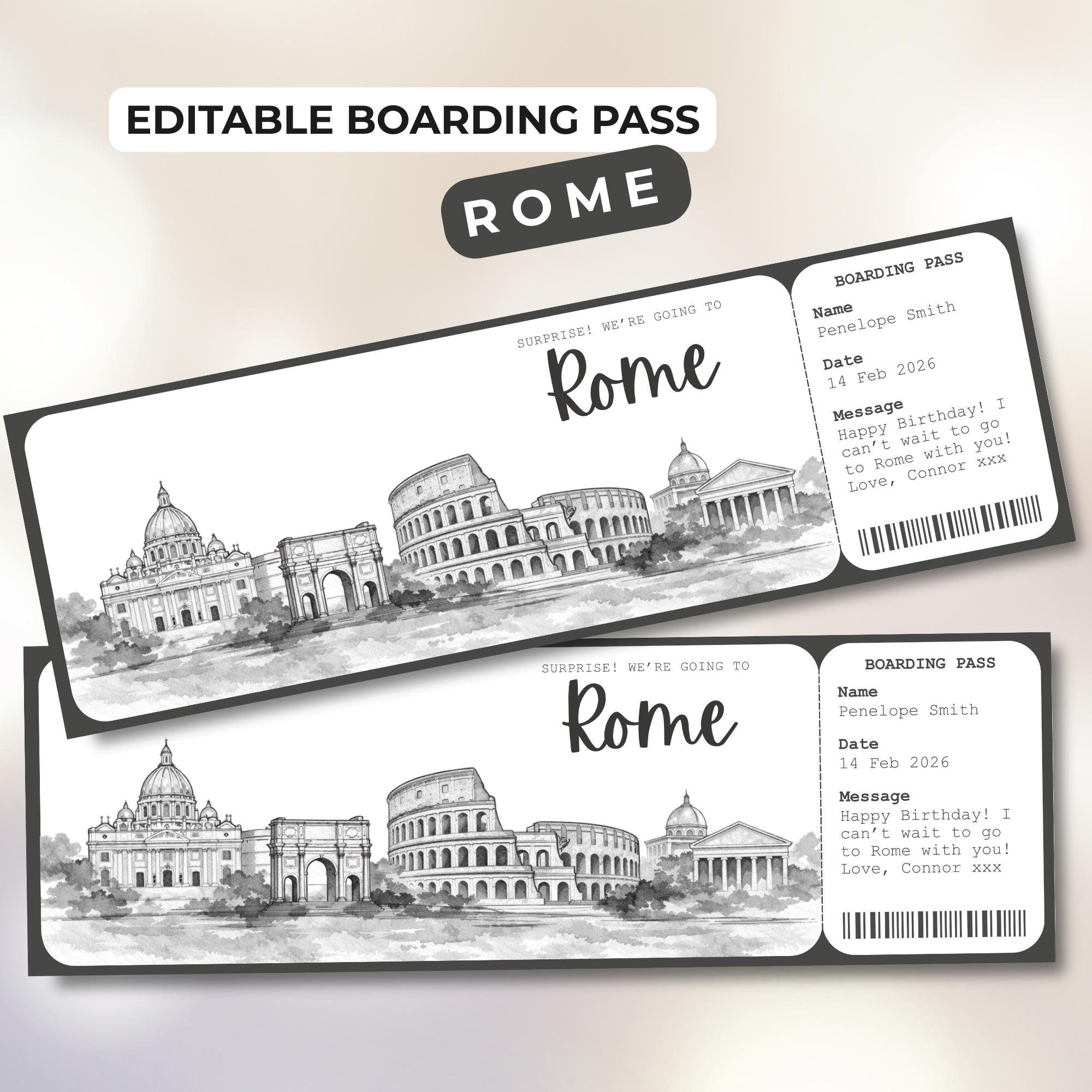 Rome Boarding Pass Template
