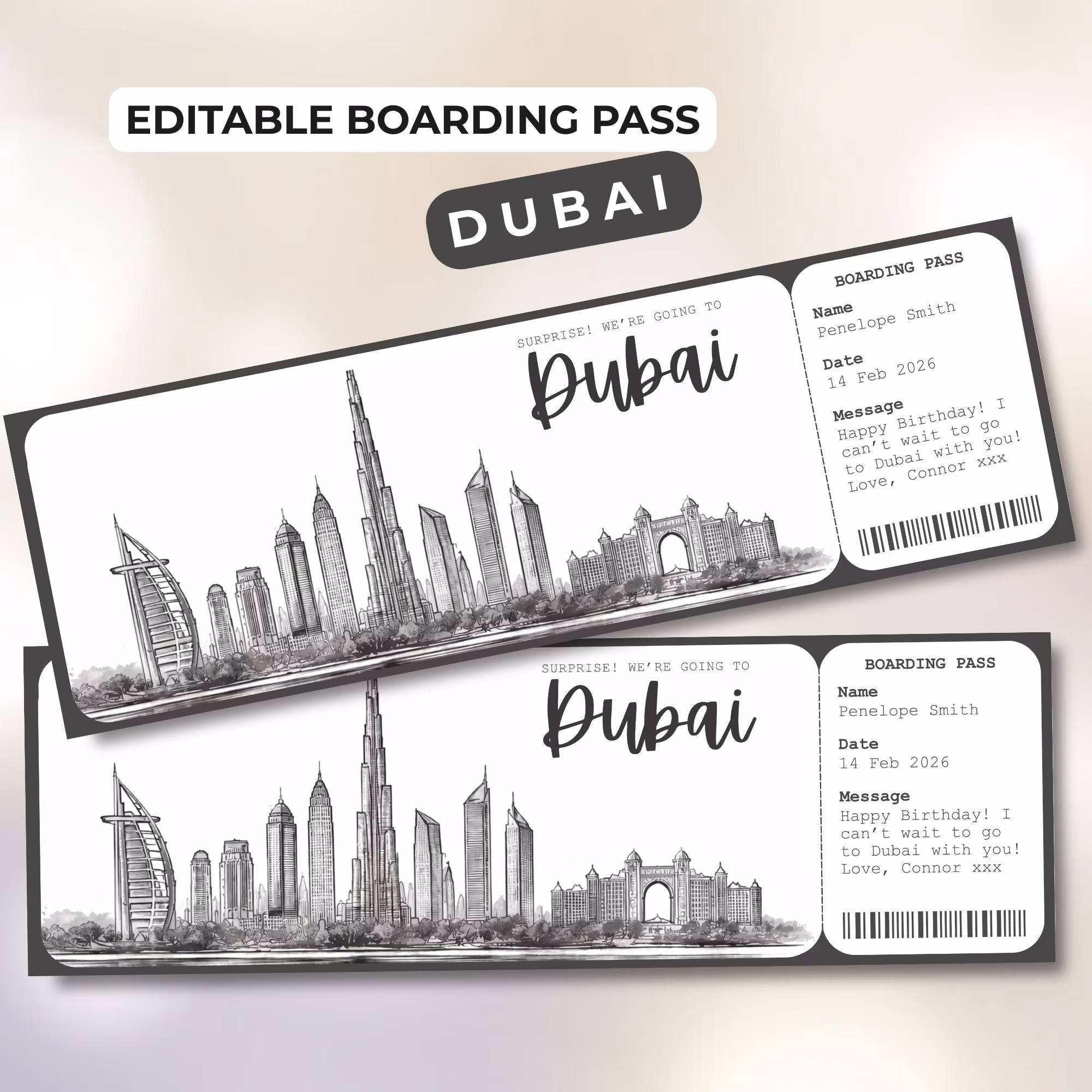 Dubai Boarding Pass Template