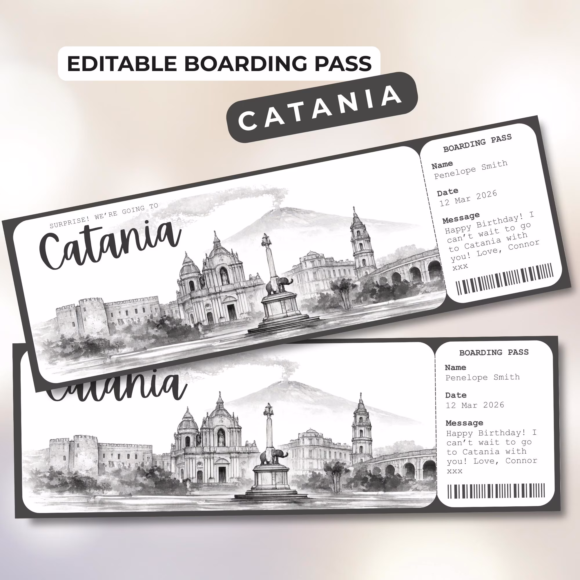 Catania Boarding Pass Template