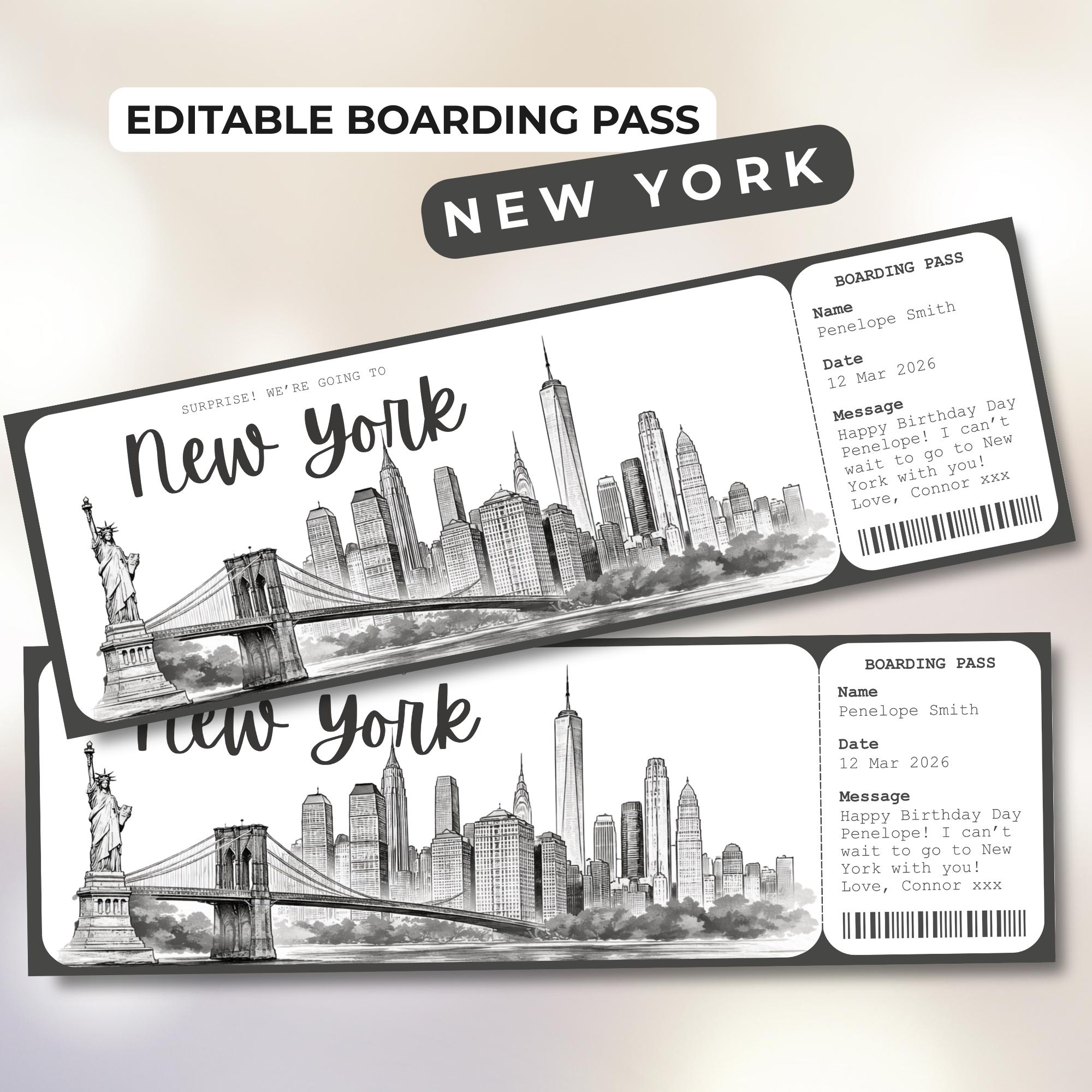 New York Boarding Pass Template