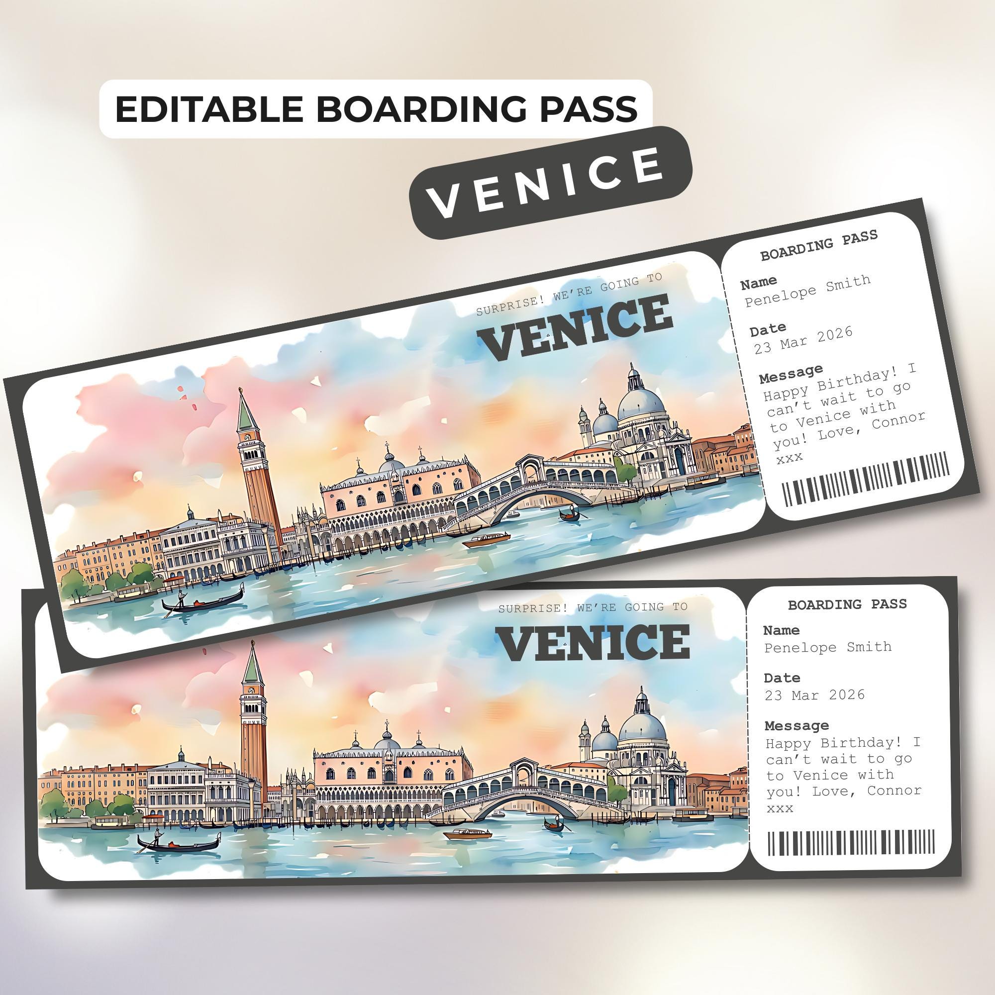 Venice Boarding Pass Template