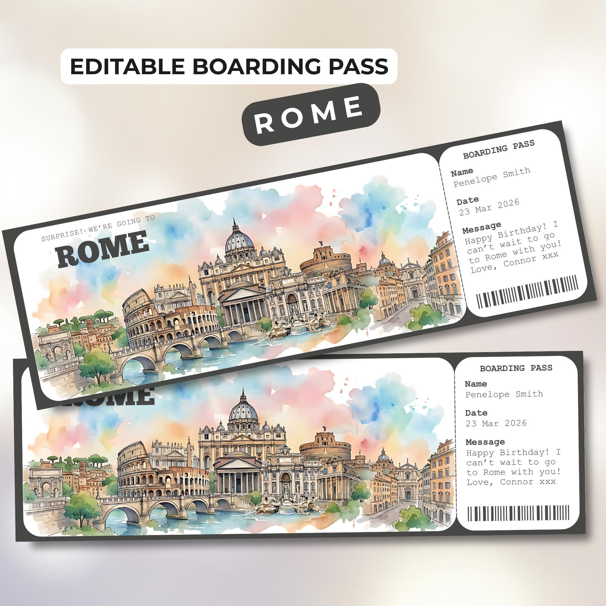 Rome Boarding Pass Template