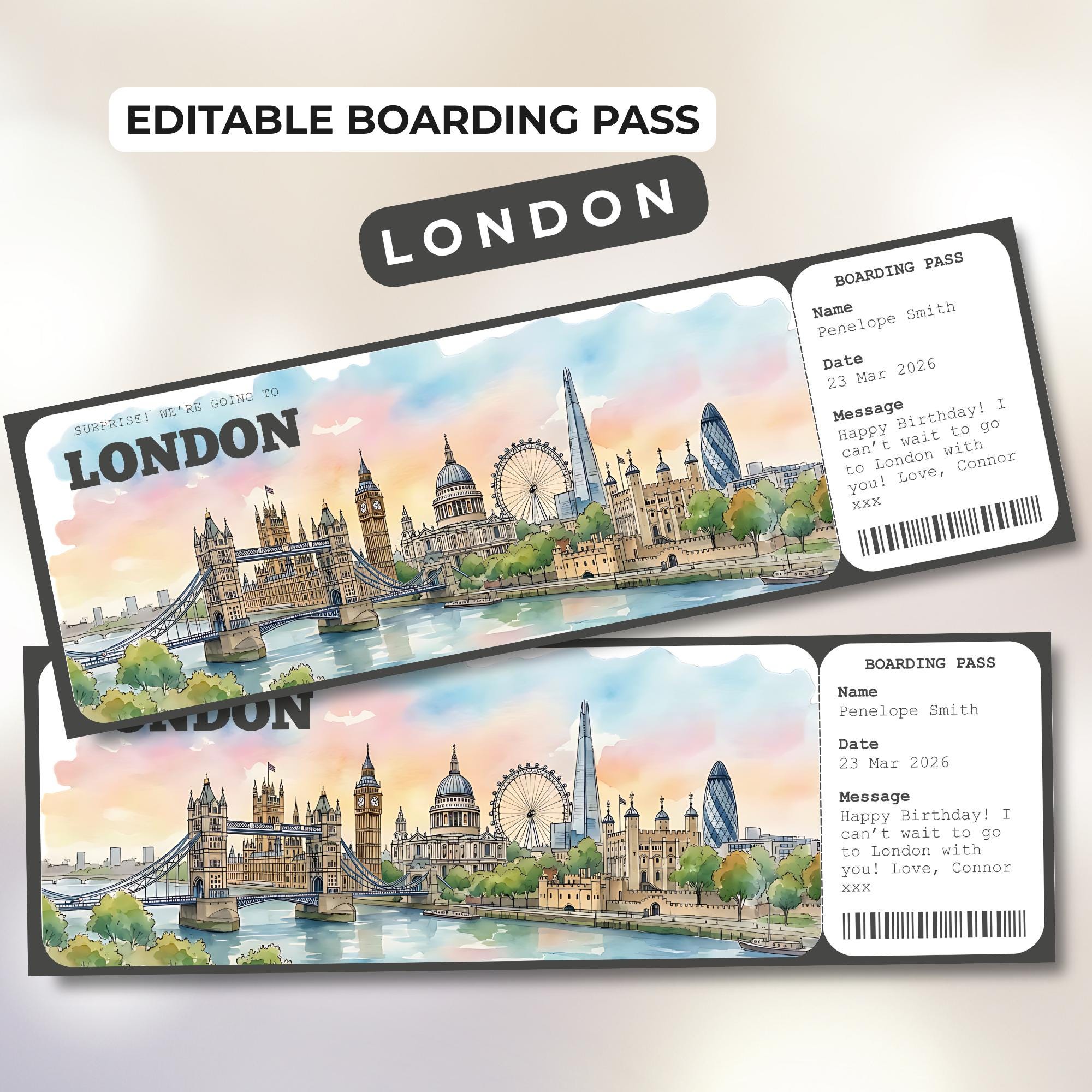 London Boarding Pass Template