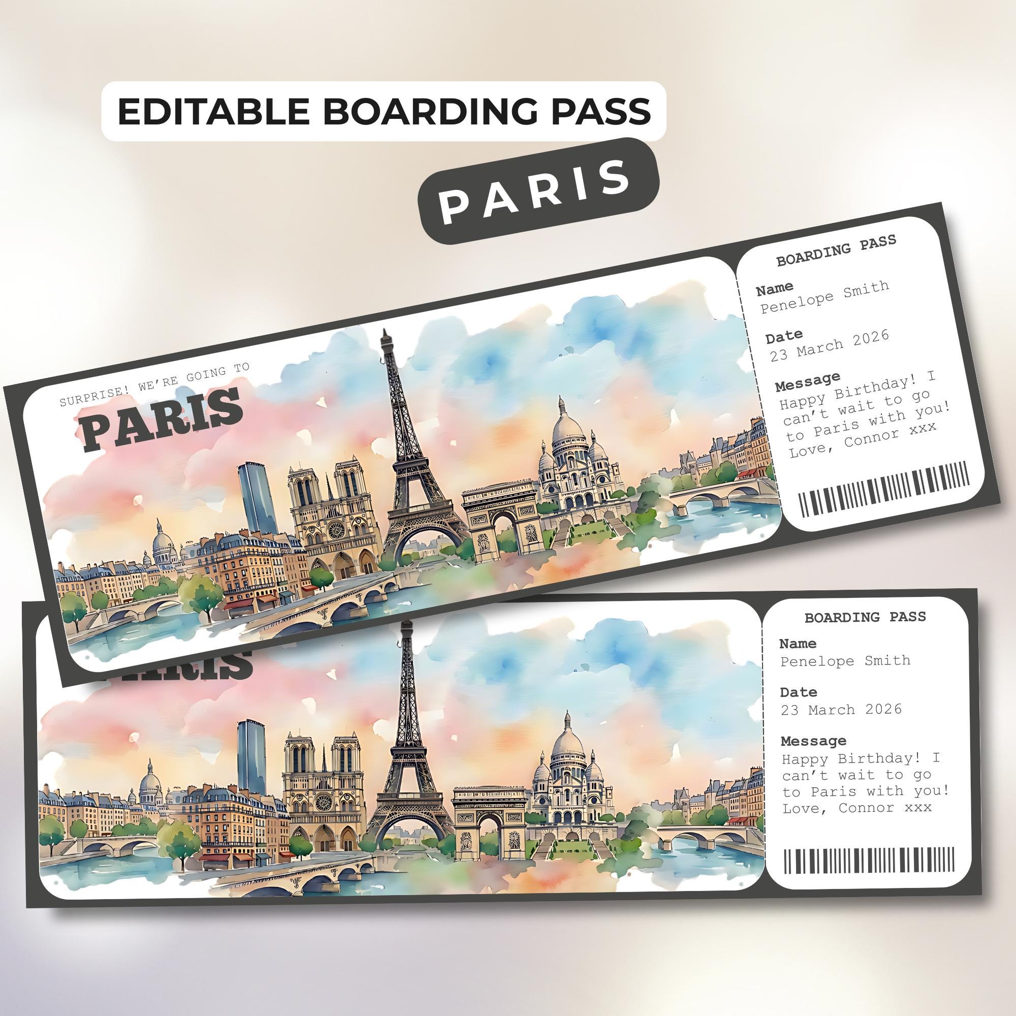 Paris Boarding Pass Template