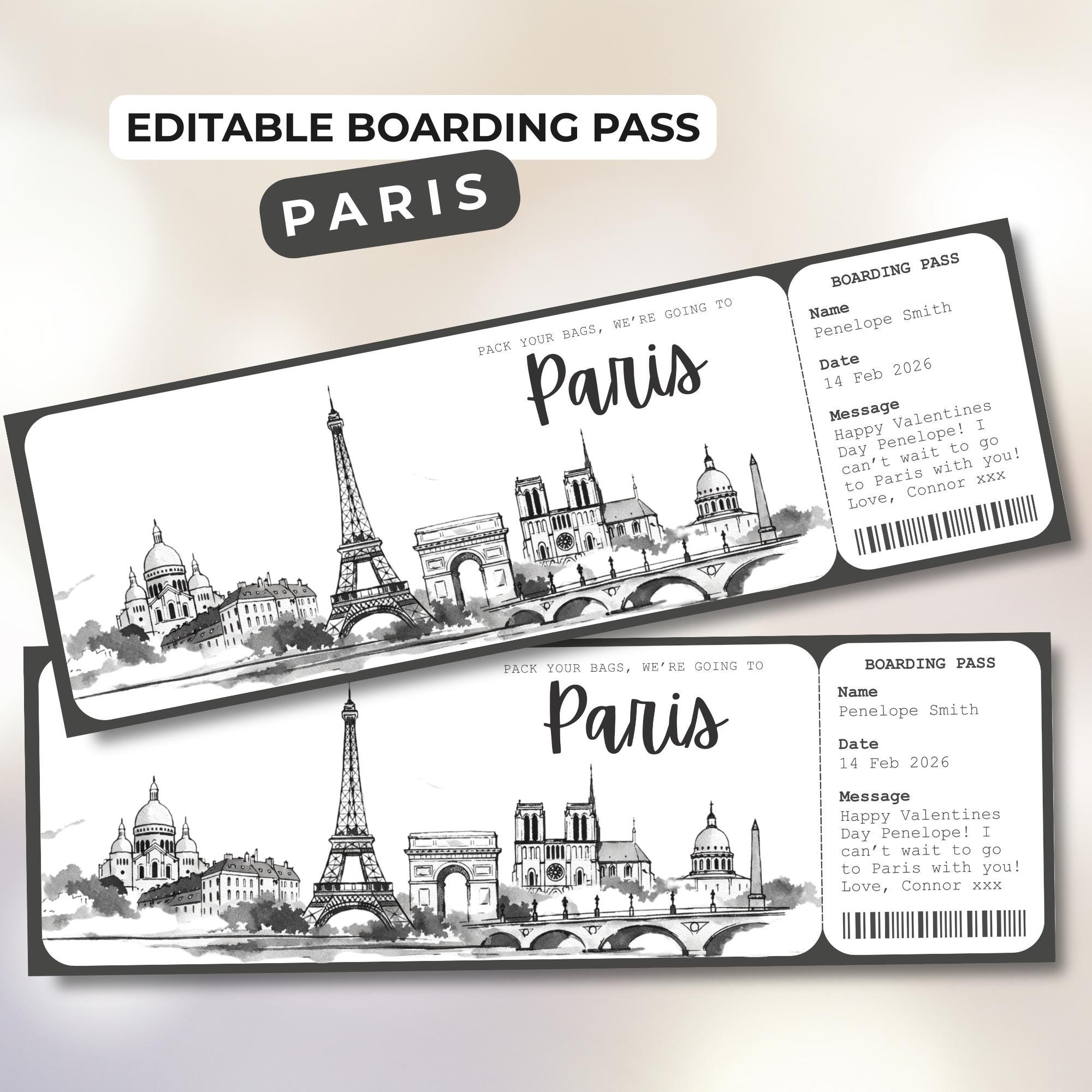 Paris Boarding Pass Template