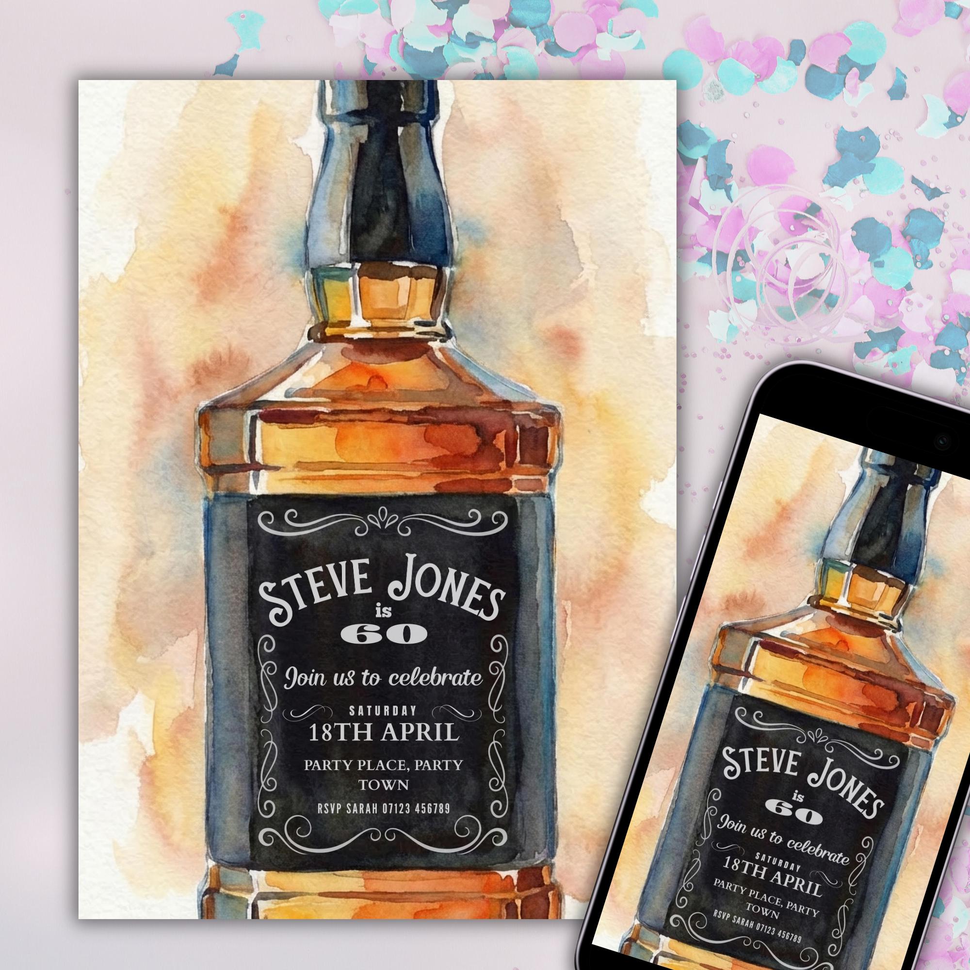 Whiskey Birthday Invitation Template